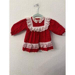 Bryan vintage red white lace dress girls size 18 months